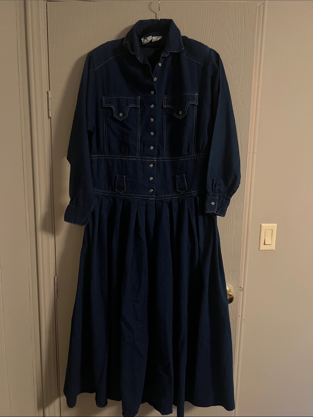 Vintage Roper Navy Button-Front Denim Western Dress Size 12